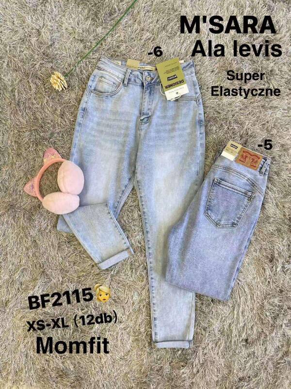 Spodnie damskie jeans Roz XS-XL, 1 Kolor Paczka 12 szt
