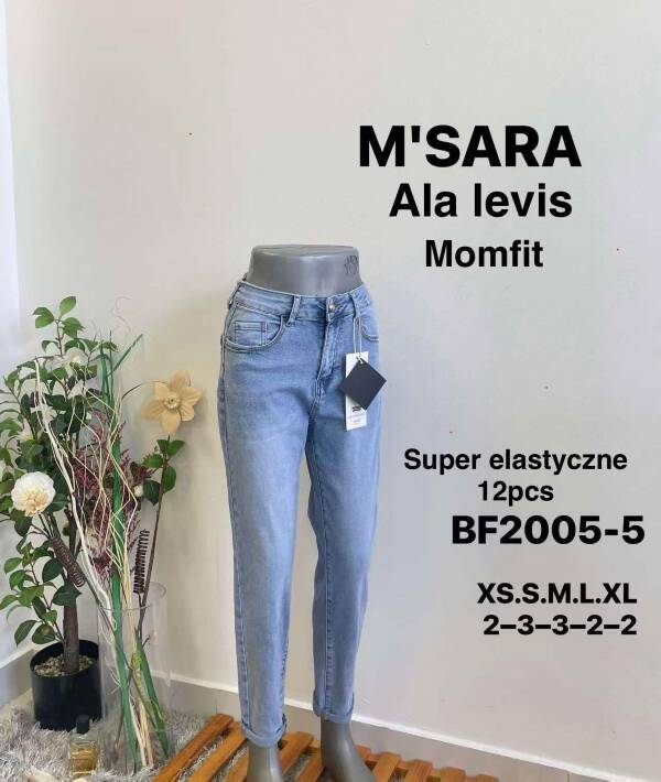 Spodnie damskie jeans Roz XS-XL, 1 Kolor Paczka 12 szt
