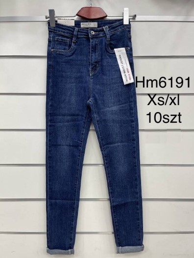 Spodnie damskie jeansy Roz XS-XL, 1 Kolor Paczka 10 szt