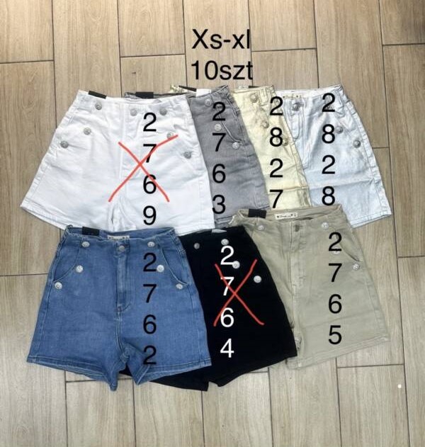 Szorty damskie jeansy Roz XS-XL, 1 Kolor Paczka 10 szt