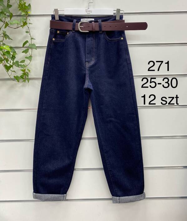 Spodnie damskie jeans Roz 25-30, 1 Kolor Paczka 12 szt