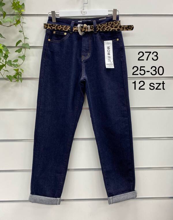 Spodnie damskie jeans Roz 25-30, 1 Kolor Paczka 12 szt