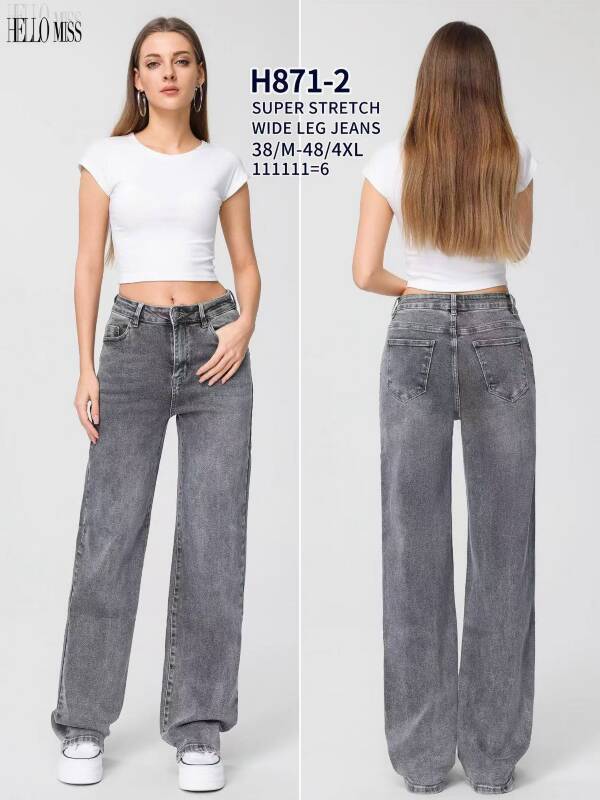 Spodnie damskie jeans Roz 38-48, 1 Kolor Paczka 6 szt
