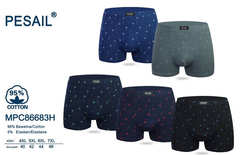 Bokserki męskie Roz 4XL-7XL, Mix kolor Paczka 24 szt