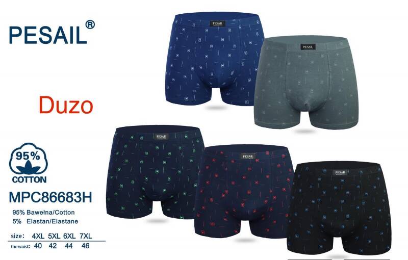 Bokserki męskie Roz 4XL-7XL, Mix kolor Paczka 24 szt