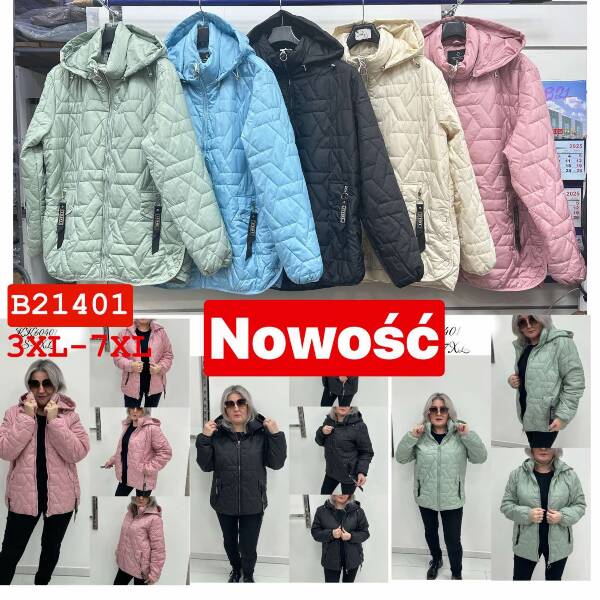 Kurtki damskie zimowe Roz 3XL-7XL, 1 Kolor Paczka 5 szt
