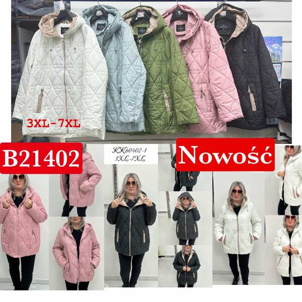 Kurtki damskie zimowe Roz 3XL-7XL, 1 Kolor Paczka 5 szt