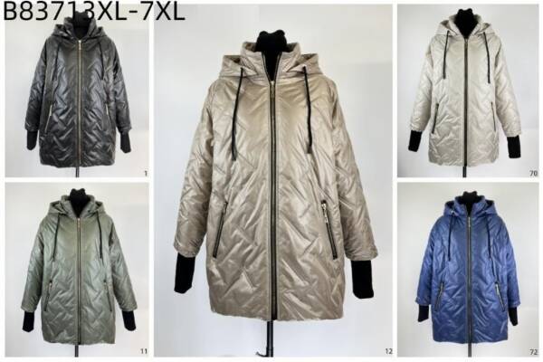 Kurtki damskie zimowe Roz 3XL-7XL, 1 Kolor Paczka 5 szt