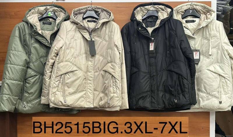 Kurtki damskie zimowe Roz 3XL-7XL, 1 Kolor Paczka 6 szt