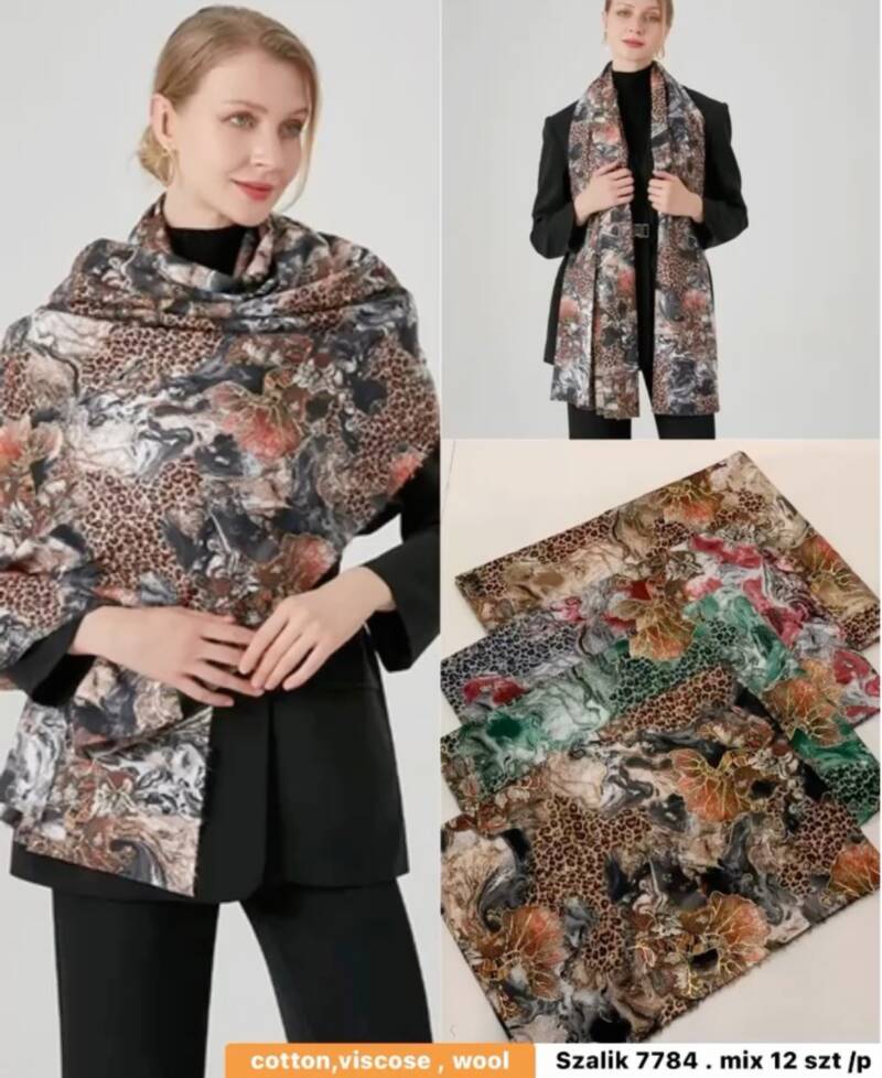 Szaliki damskie Roz Standard Paczka 12 szt Mix kolor