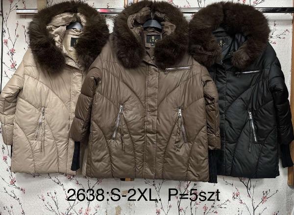 Kurtki damskie zimowe Roz S-2XL, 1 Kolor Paczka 5 szt