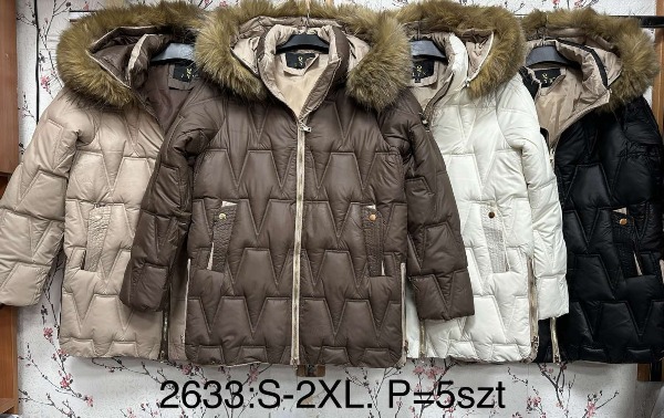 Kurtki damskie zimowe Roz S-2XL, 1 Kolor Paczka 5 szt