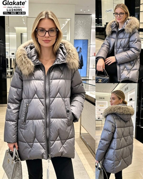 Kurtki damskie zimowe Roz 42-50, 1 Kolor Paczka 5 szt
