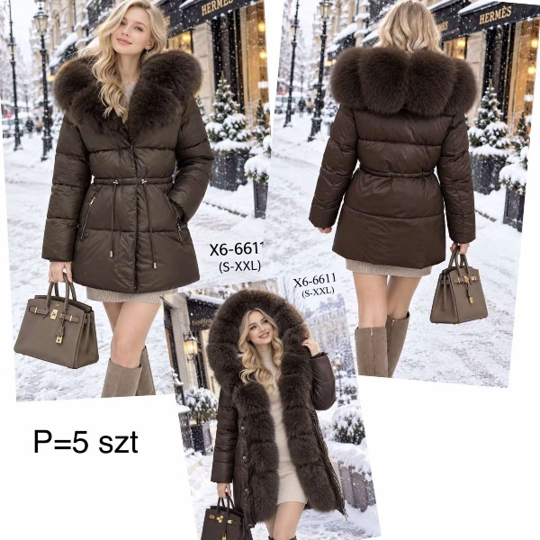 Kurtki damskie zimowe Roz S-2XL, 1 Kolor Paczka 5 szt