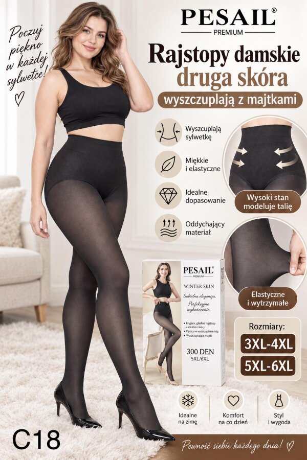 Rajstopy damskie Roz 3XL-6XL, 1 Kolor , Paszka 12 szt