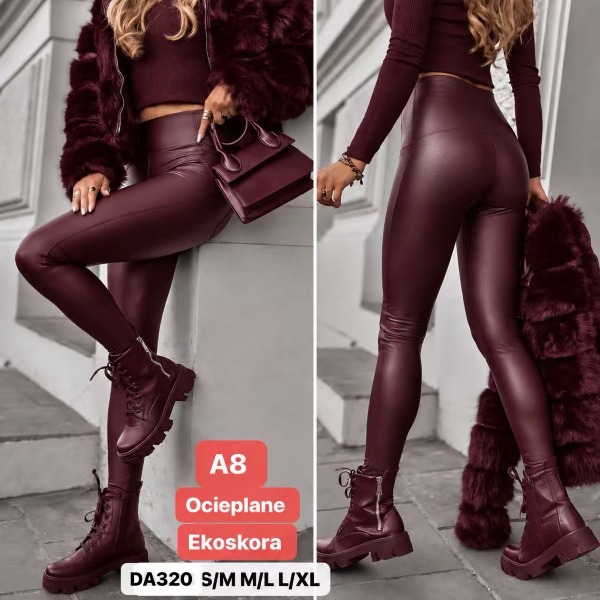 Spodnie skórzane damskie Roz S/M-M/L-L/XL, 1 Kolor Paczka 12 szt