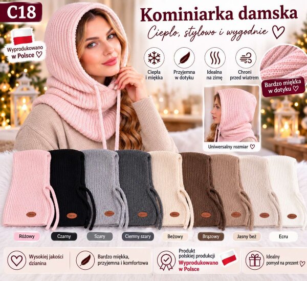 Czapki damskie Roz Standard Mix kolor Paczka 12 szt
