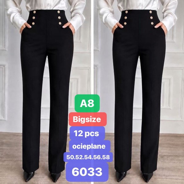 Spodnie duże rozmiary damskie Roz 50-58, 1 Kolor Paczka 12 szt