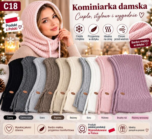 Czapki damskie Roz Standard Mix kolor Paczka 12 szt
