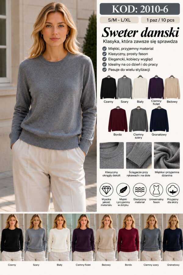 Swetry damskie Roz S/M-L/XL, Mix Kolor .Paczka 10 szt