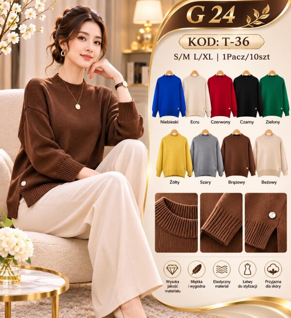 Swetry damskie Roz S/M-L/XL, Mix Kolor .Paczka 10 szt