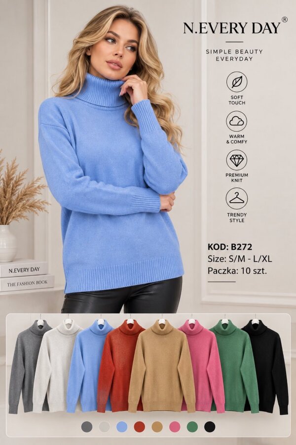 Swetry damskie Roz S/M-L/XL, Mix Kolor .Paczka 10 szt