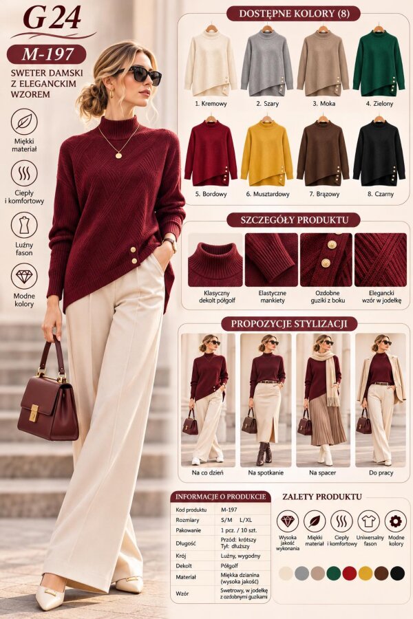 Swetry damskie Roz S/M-L/XL, Mix Kolor .Paczka 10 szt