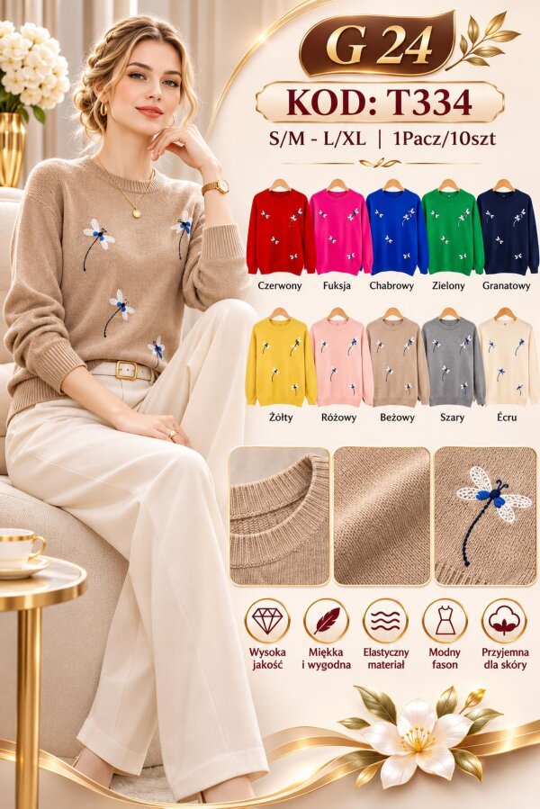 Swetry damskie Roz S/M-L/XL, Mix Kolor .Paczka 10 szt
