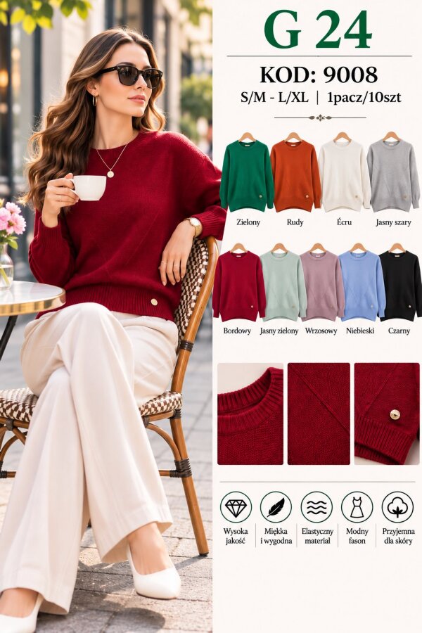 Swetry damskie Roz S/M-L/XL, Mix Kolor .Paczka 10 szt