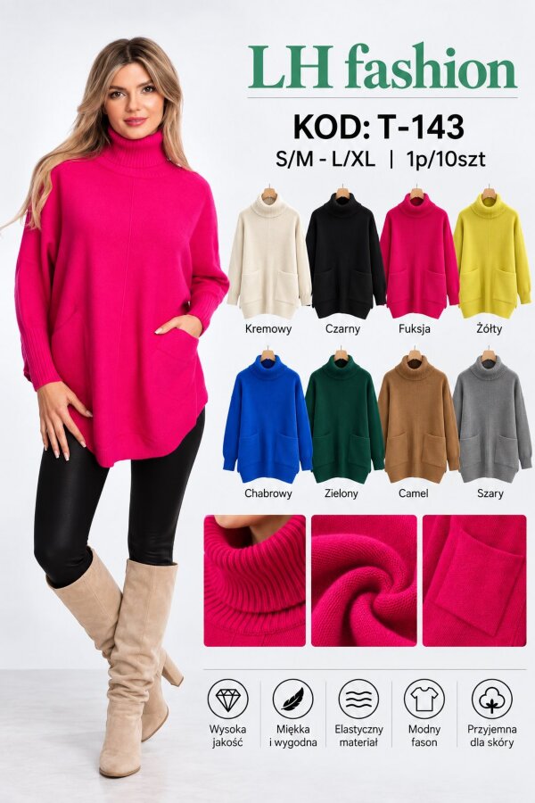 Swetry damskie Roz S/M-L/XL, Mix Kolor .Paczka 10 szt