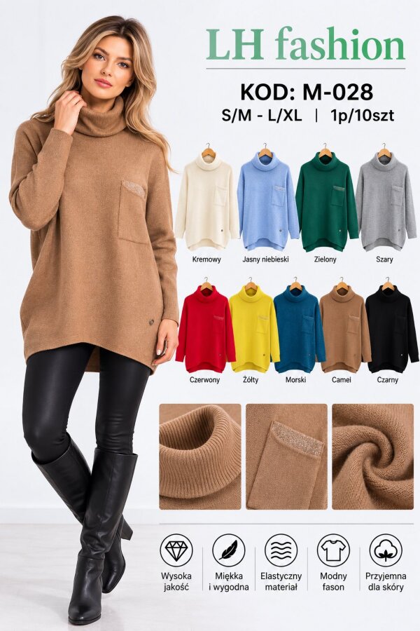 Swetry damskie Roz S/M-L/XL, Mix Kolor .Paczka 10 szt