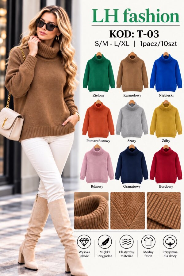 Swetry damskie Roz S/M-L/XL, Mix Kolor .Paczka 10 szt