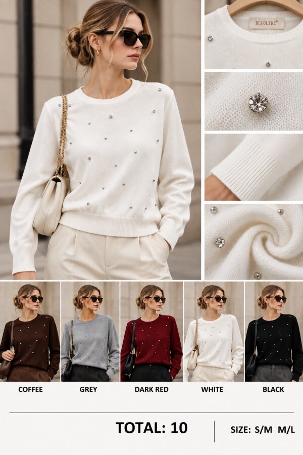 Swetry damskie Roz S/M-M/L, Mix Kolor .Paczka 10 szt