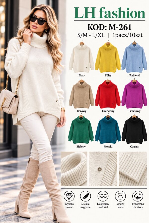 Swetry damskie Roz S/M-L/XL, Mix Kolor .Paczka 10 szt