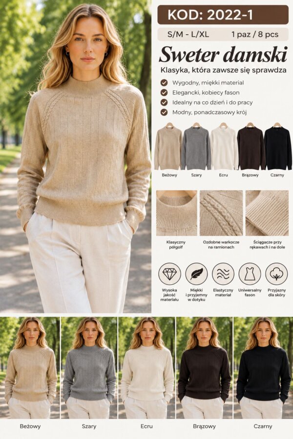Swetry damskie Roz S/M-L/XL, Mix Kolor .Paczka 8 szt