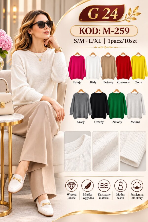 Swetry damskie Roz S/M-L/XL, Mix Kolor .Paczka 10 szt