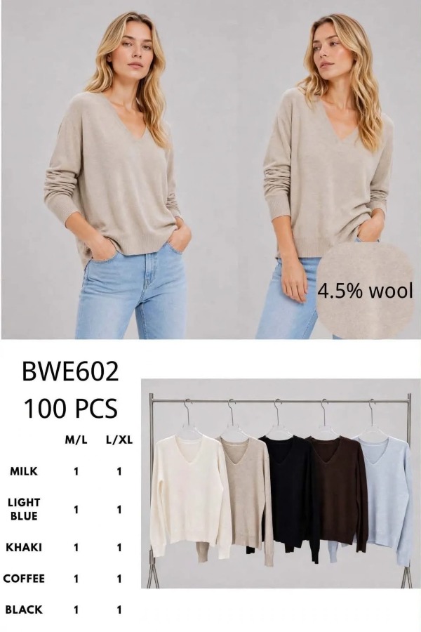 Swetry damskie (Francja produkt) Roz M/L-L/XL, Mix Kolor .Paczka 10 szt