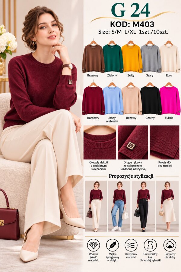 Swetry damskie Roz S/M-L/XL, Mix Kolor .Paczka 10 szt