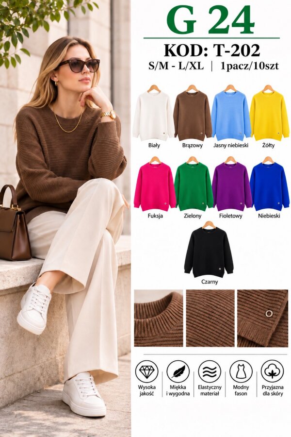 Swetry damskie Roz S/M-L/XL, Mix Kolor .Paczka 10 szt