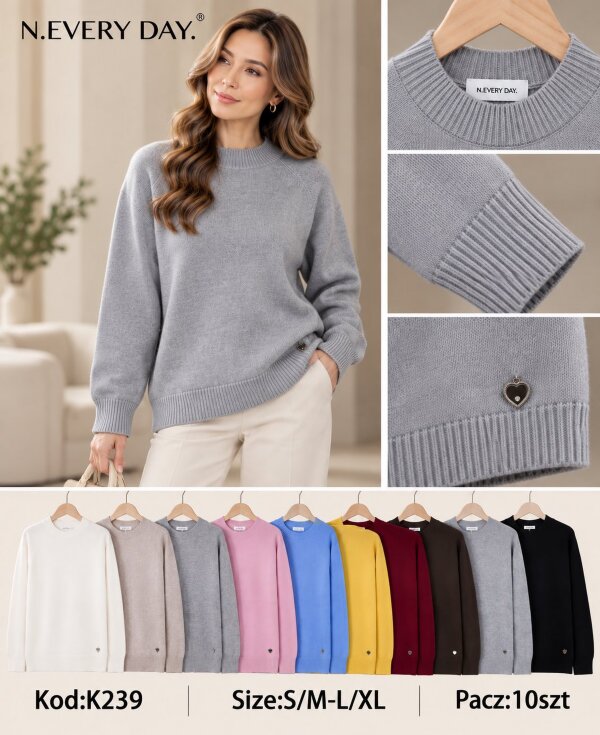 Swetry damskie Roz S/M-L-XL, Mix Kolor .Paczka 10 szt