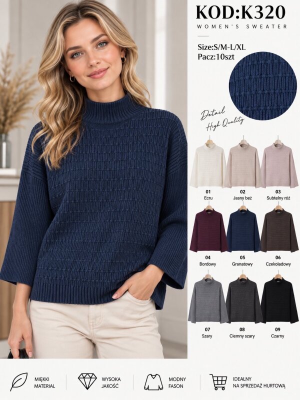 Swetry damskie Roz S/M-L/XL, Mix Kolor .Paczka 10 szt