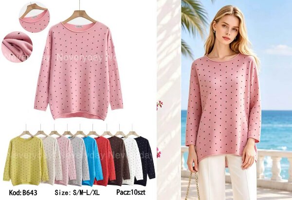 Swetry damskie Roz S/M-L/XL, Mix Kolor .Paczka 10 szt