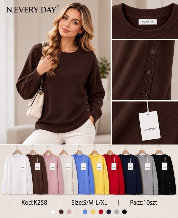 Swetry damskie Roz S/M-L-XL, Mix Kolor .Paczka 10 szt