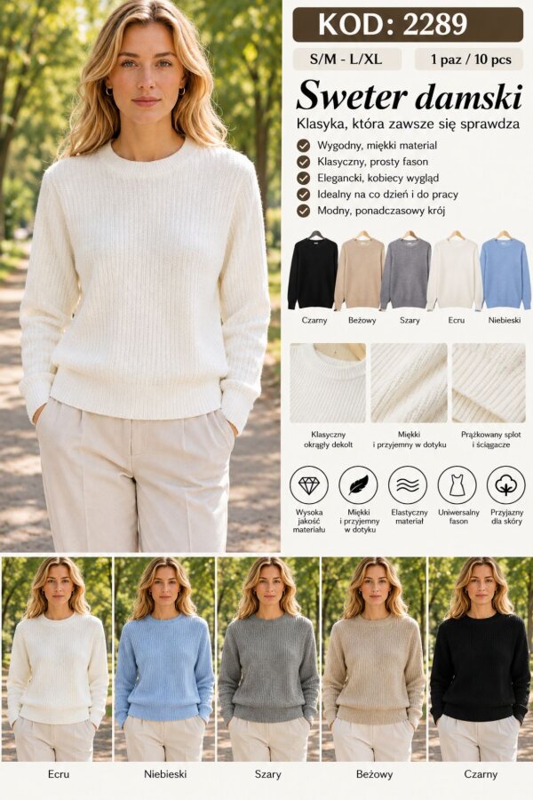 Swetry damskie Roz S/M-L/XL, Mix Kolor .Paczka 10 szt