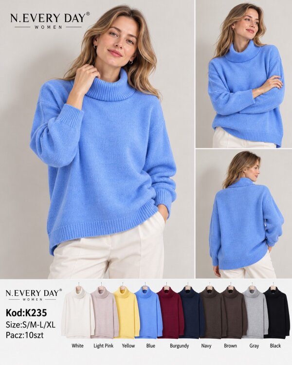 Swetry damskie Roz S/M-L/XL, Mix Kolor .Paczka 10 szt