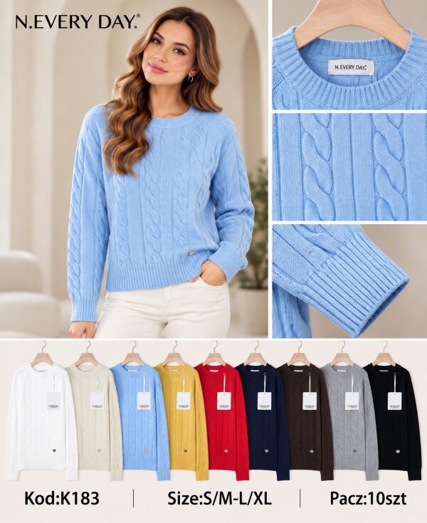 Swetry damskie Roz S/M-L/XL, Mix Kolor .Paczka 10 szt