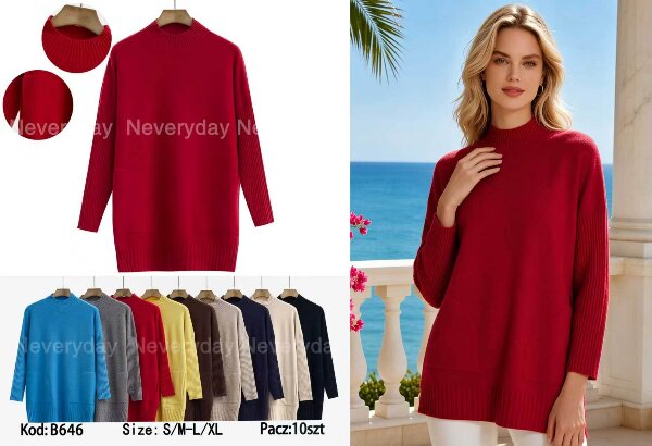 Swetry damskie Roz S/M-L/XL, Mix Kolor .Paczka 10 szt