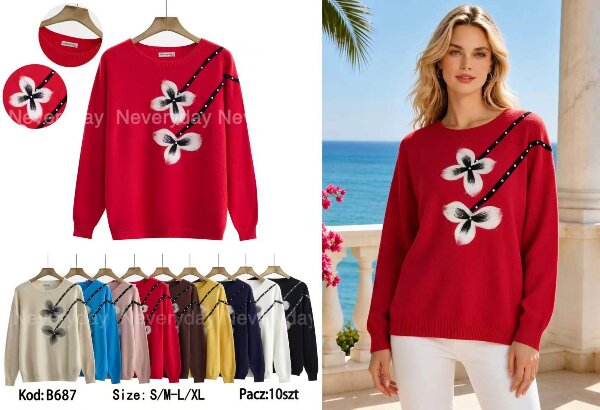 Swetry damskie Roz S/M-L/XL, Mix Kolor .Paczka 10 szt