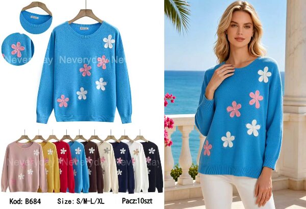 Swetry damskie Roz S/M-L/XL, Mix Kolor .Paczka 10 szt