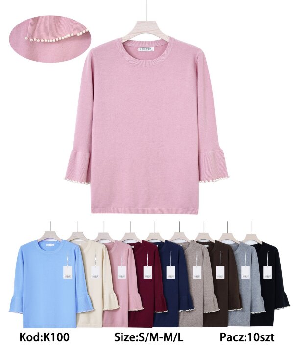Swetry damskie Roz S/M-M/L, Mix Kolor .Paczka 10 szt